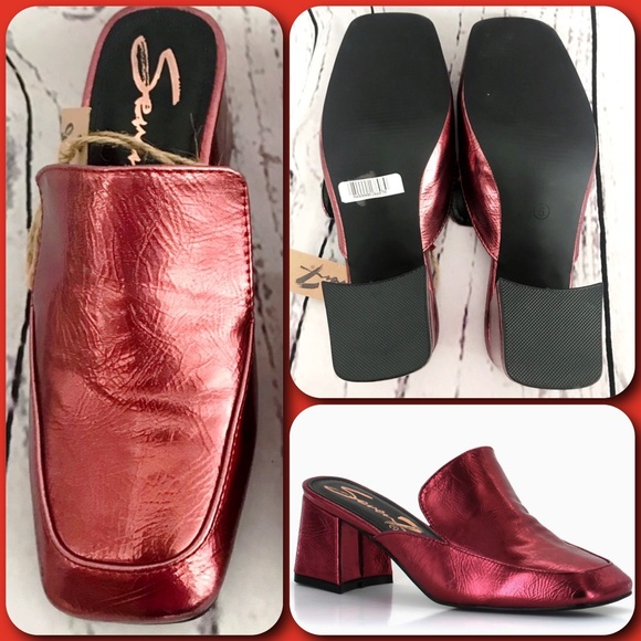 NWT Seven7 Meghan Mule Pinkish Red Block Heel - 6 - Picture 1 of 9